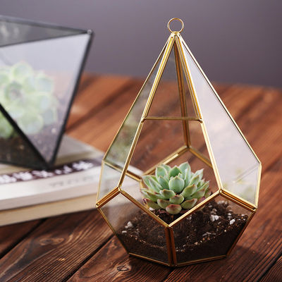 Het hangen van Succulent de Installatie Zwart Gouden Geometrisch Glas Terrarium van Homeware van het Bloemglas leverancier