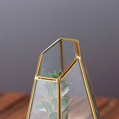 Vazen van het douane de Grote Kristal, Duidelijk Gouden Geometrisch Vaasmetaal + Glasmateriaal leverancier