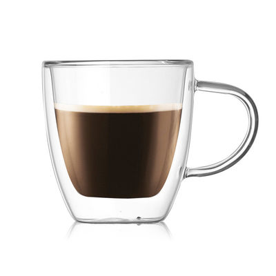 De met de hand gemaakte Hittebestendige Dubbele Verfijnde Kop van het Muurglas zoekt Koffie leverancier