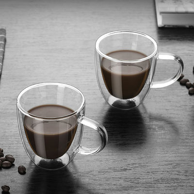 De met de hand gemaakte Hittebestendige Dubbele Verfijnde Kop van het Muurglas zoekt Koffie leverancier