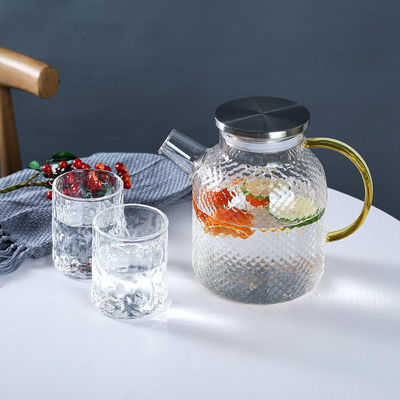 Met de hand gemaakte Sapkaraf met Deksel, Borosilicate-Waterkruik van het Glas de Korte Water leverancier