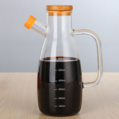 De duidelijke 650ml-Fles van de GlasOlijfolie met Bamboedeksel leverancier