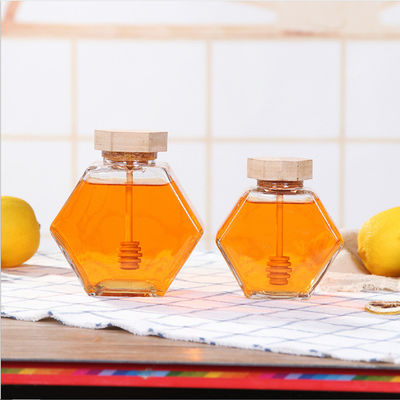 Houten Dripper Hittebestendig Hexagon Glas Honey Jar leverancier