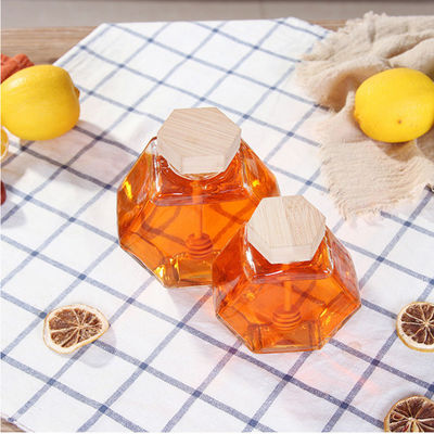 Houten Dripper Hittebestendig Hexagon Glas Honey Jar leverancier