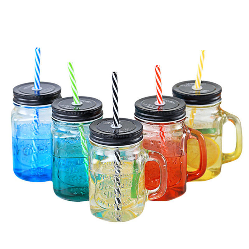 500ml hittebestendig Dik Kleurrijk Glas Mason Jar Cup leverancier