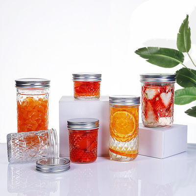 De Kruik van het Glasgroenten in het zuur van het geleivoedsel, 4oz/8oz ontruimt Kruiken van het Kaviaar de Duidelijke Glas leverancier