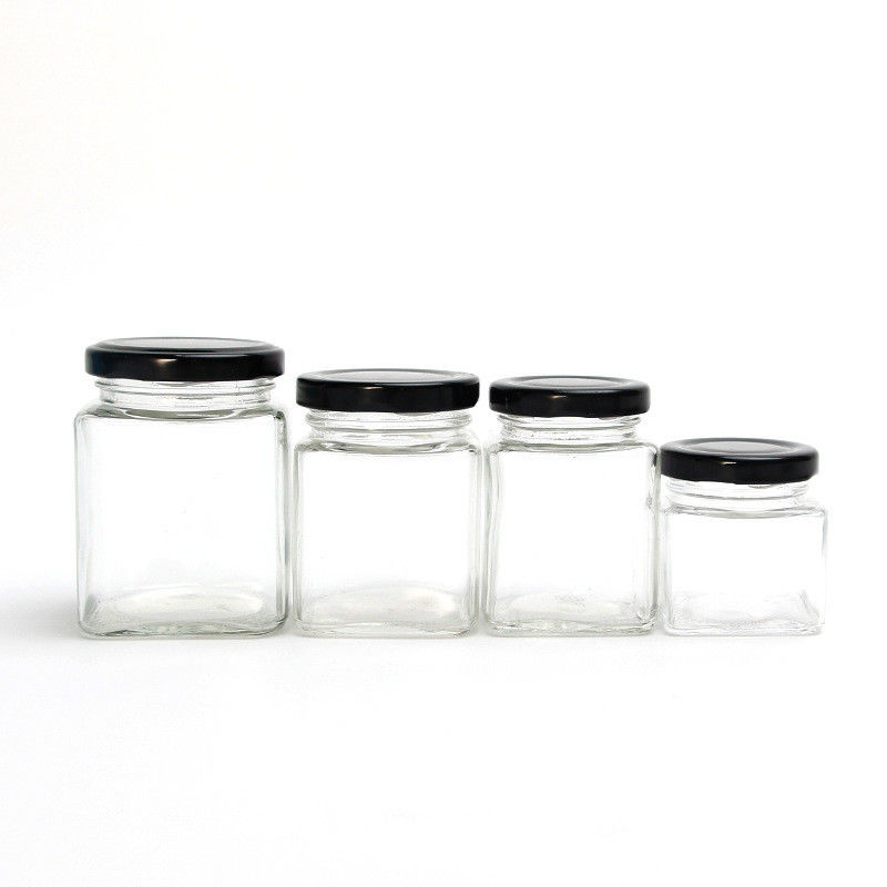 De vierkante Kruiken van het het Glassuikergoed van de Bijenhoning, de Duurzame Makkelijk te gebruiken Container van het Glasvoedsel leverancier